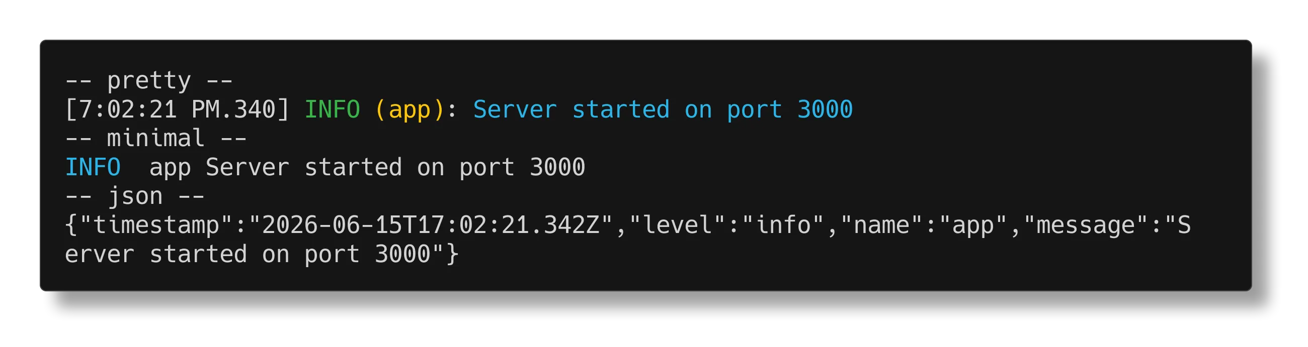 Format presets output